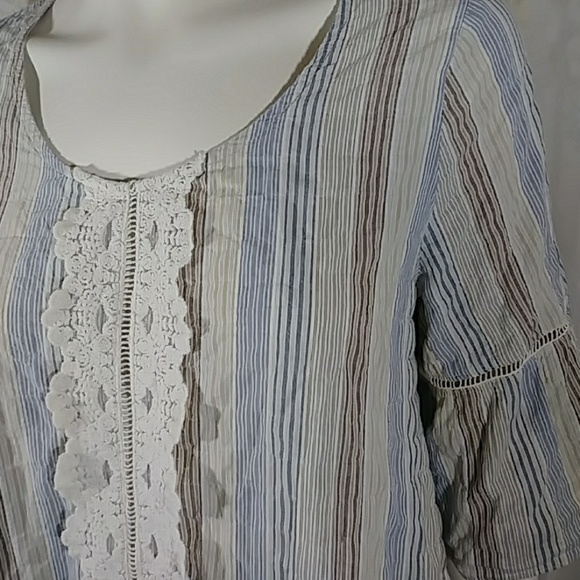 Christian Caliendo Tops - Christian Caliendo Cotton Gauze Blouse with Lace